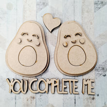 OL1363 - MDF Cute Kawaii Avocado Couple - Different Eye options - ‘You Complete Me’ - Olifantjie - Wooden - MDF - Lasercut - Blank - Craft - Kit - Mixed Media - UK
