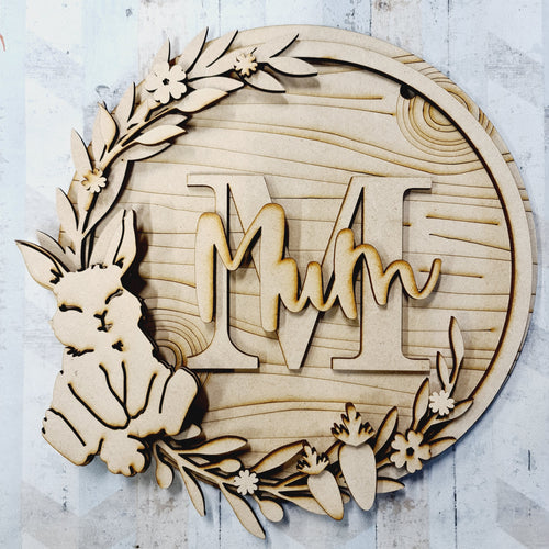 OL1380 - MDF Bunny cute wreath personalised - Olifantjie - Wooden - MDF - Lasercut - Blank - Craft - Kit - Mixed Media - UK