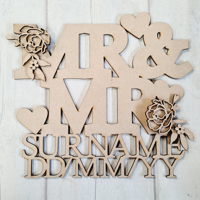 OL1371 - MDF Personalised Guestbook - Peonies - Olifantjie - Wooden - MDF - Lasercut - Blank - Craft - Kit - Mixed Media - UK