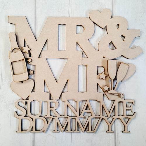 OL1373 - MDF Personalised Guestbook -  Champagne - Olifantjie - Wooden - MDF - Lasercut - Blank - Craft - Kit - Mixed Media - UK