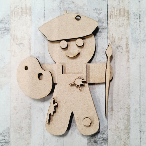 OL502- MDF Fancy Dress Gingerbread - Artist - Olifantjie - Wooden - MDF - Lasercut - Blank - Craft - Kit - Mixed Media - UK