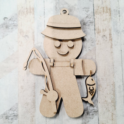 OL501 - MDF Fancy Dress Gingerbread - Fisherman - Olifantjie - Wooden - MDF - Lasercut - Blank - Craft - Kit - Mixed Media - UK