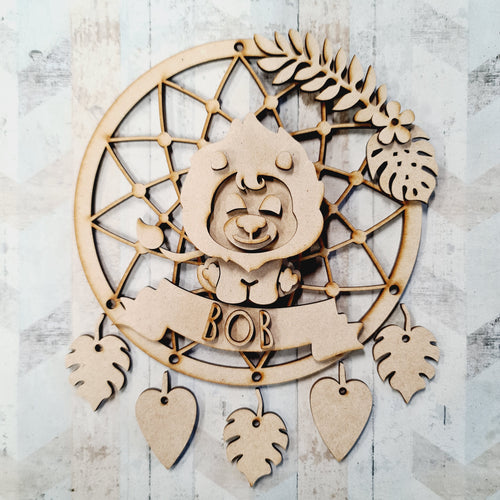 DC062 - MDF Cute Lion Dream Catcher - with Initials, Name or Wording - Olifantjie - Wooden - MDF - Lasercut - Blank - Craft - Kit - Mixed Media - UK