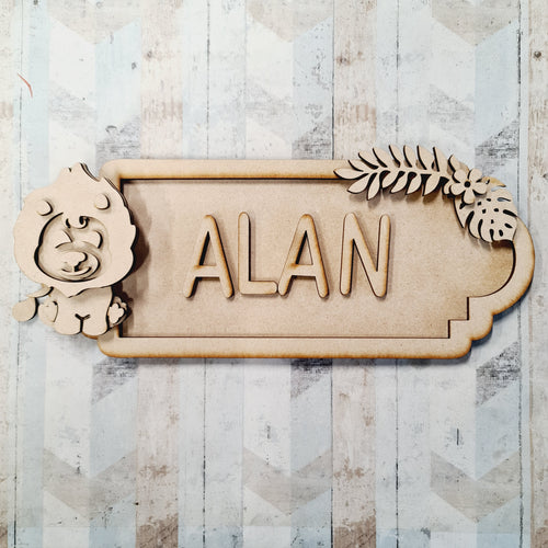 SS148 - MDF Cute Lion Theme Personalised Street Sign - Large (12 letters) - Olifantjie - Wooden - MDF - Lasercut - Blank - Craft - Kit - Mixed Media - UK
