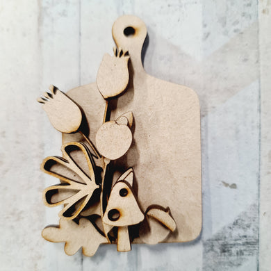 Sale OL684 - MDF Mini Chopping Board - Autumn floral - Olifantjie - Wooden - MDF - Lasercut - Blank - Craft - Kit - Mixed Media - UK