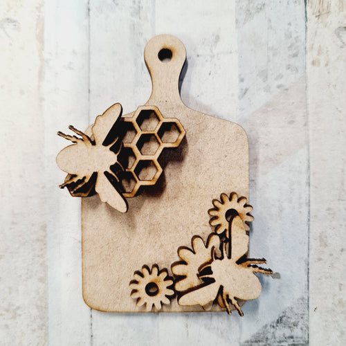 Sale OL852 - MDF Mini Chopping Board - Bee and Honeycomb - Olifantjie - Wooden - MDF - Lasercut - Blank - Craft - Kit - Mixed Media - UK