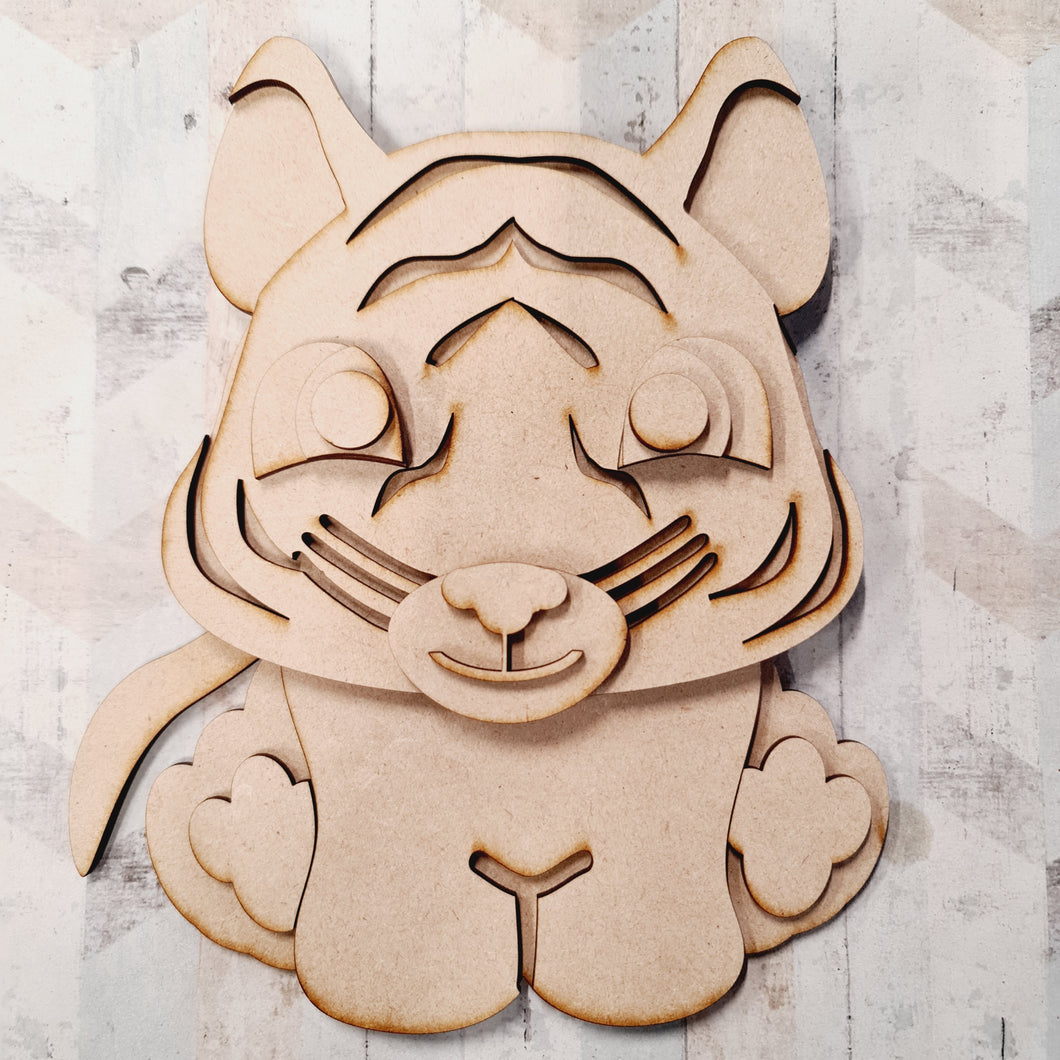 CR002 - MDF Large Cute Character - Cute Tiger - Olifantjie - Wooden - MDF - Lasercut - Blank - Craft - Kit - Mixed Media - UK