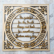 OL530 - MDF 'Be Grateful for the Small things ' Square with optional backing and sizes - Olifantjie - Wooden - MDF - Lasercut - Blank - Craft - Kit - Mixed Media - UK