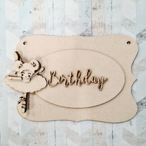 OP074 - MDF Cute Ballerina - Style 1 Themed Personalised Plaque - Olifantjie - Wooden - MDF - Lasercut - Blank - Craft - Kit - Mixed Media - UK