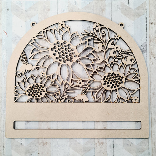 MC016 - MDF Macrame Hanging -  Sunflower Bee  Themed - Olifantjie - Wooden - MDF - Lasercut - Blank - Craft - Kit - Mixed Media - UK