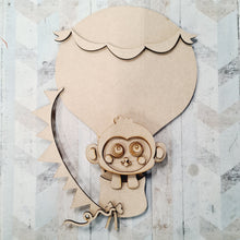 OL1448 - Hotair Balloon - Monkey Theme - with optional hanging holes - Olifantjie - Wooden - MDF - Lasercut - Blank - Craft - Kit - Mixed Media - UK