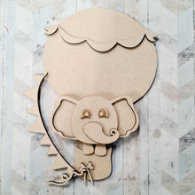 OL1463 - Hotair Balloon - Elephant Theme - with optional hanging holes - Olifantjie - Wooden - MDF - Lasercut - Blank - Craft - Kit - Mixed Media - UK