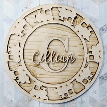 OL1223 - MDF Personalised Circle Plaque Frame - Trains Only  Theme - Olifantjie - Wooden - MDF - Lasercut - Blank - Craft - Kit - Mixed Media - UK