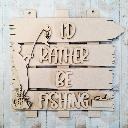 Blank Craft Kit Laser Cut Wooden MDF Direction Sign Theme Room Sign Gone Fishing  Room Sign -  Denmark