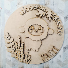 OL1475 - MDF  Cute Lamb  plaque personalised - Olifantjie - Wooden - MDF - Lasercut - Blank - Craft - Kit - Mixed Media - UK