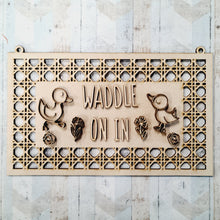 OL1477 - MDF ‘Waddle on in’ Rattan Duck Layered Plaque - Olifantjie - Wooden - MDF - Lasercut - Blank - Craft - Kit - Mixed Media - UK