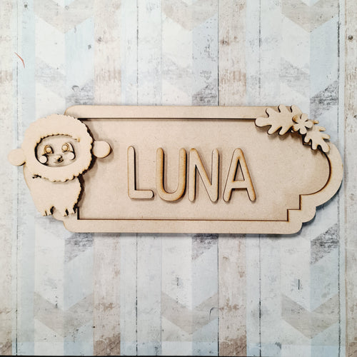 SS159 - MDF Cute Lamb - Personalised Street Sign - Small (6 letters) - Olifantjie - Wooden - MDF - Lasercut - Blank - Craft - Kit - Mixed Media - UK