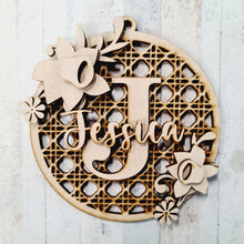 RT010 - MDF Rattan Personalised Initial and Name Hanging - Daffodil - Olifantjie - Wooden - MDF - Lasercut - Blank - Craft - Kit - Mixed Media - UK