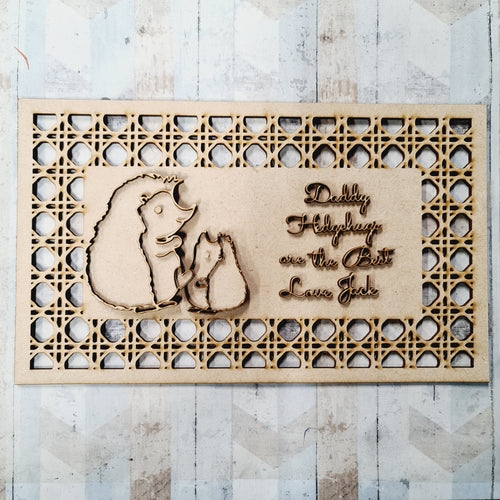 OL1479 - MDF ‘hedgehogs are the Best’ Rattan Hedgehog Personalised Layered Plaque - Olifantjie - Wooden - MDF - Lasercut - Blank - Craft - Kit - Mixed Media - UK