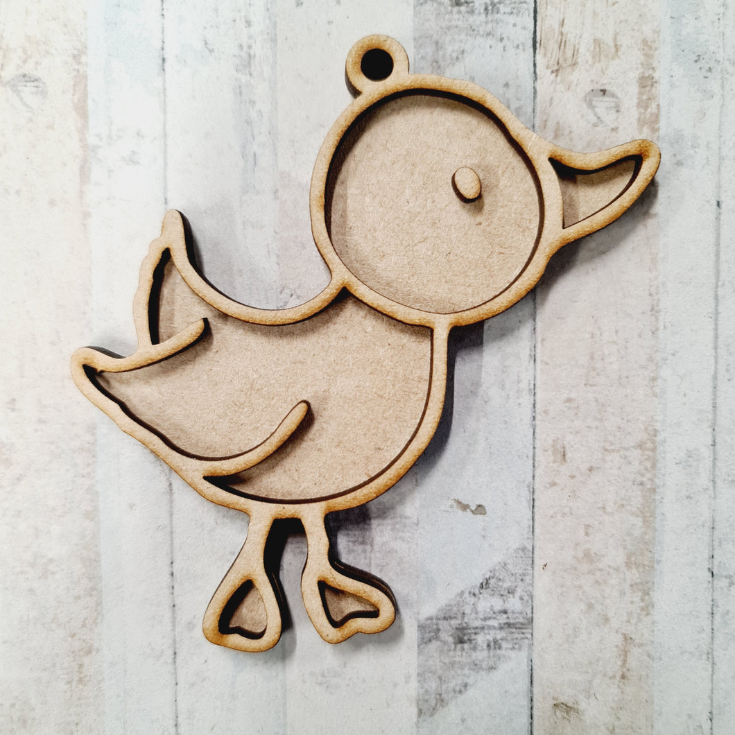 OL1493 - MDF  doodle animal hanging - duck - Olifantjie - Wooden - MDF - Lasercut - Blank - Craft - Kit - Mixed Media - UK