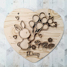 OL1524 - MDF Woodland Animals - Bunny Balloons doodle personalised Plaque - Olifantjie - Wooden - MDF - Lasercut - Blank - Craft - Kit - Mixed Media - UK