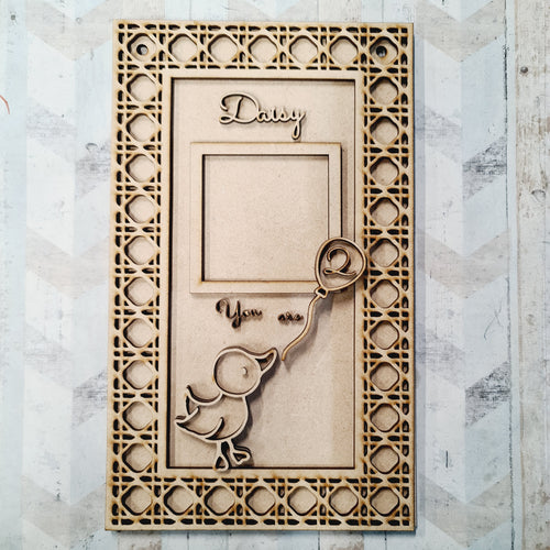 OL1508 - MDF Rectangle Rattan Doodle Birthday Personalised Photo frame Plaque ‘you are …) - Duck - Olifantjie - Wooden - MDF - Lasercut - Blank - Craft - Kit - Mixed Media - UK