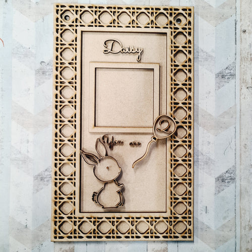OL1509 - MDF Rectangle Rattan Doodle Birthday Personalised Photo frame Plaque ‘you are …) - Bunny - Olifantjie - Wooden - MDF - Lasercut - Blank - Craft - Kit - Mixed Media - UK