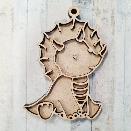 OL1559 - MDF  doodle Dinosaur hanging - Style 3 - Olifantjie - Wooden - MDF - Lasercut - Blank - Craft - Kit - Mixed Media - UK