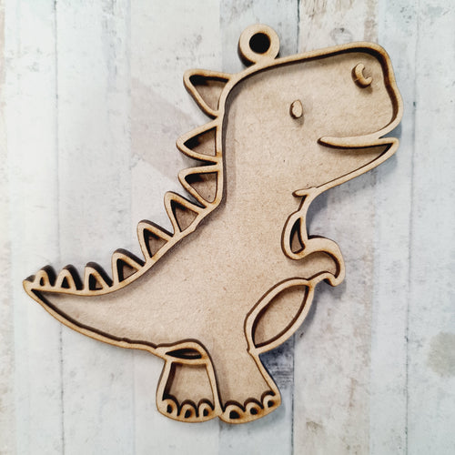 OL1560 - MDF  doodle Dinosaur hanging - Style 4 - Olifantjie - Wooden - MDF - Lasercut - Blank - Craft - Kit - Mixed Media - UK