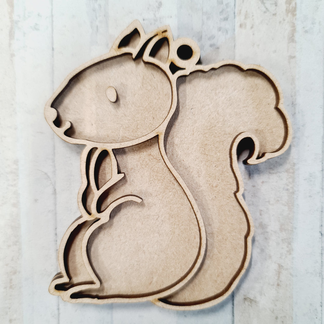 OL1553 - MDF  doodle animal hanging - Squirrel - Olifantjie - Wooden - MDF - Lasercut - Blank - Craft - Kit - Mixed Media - UK