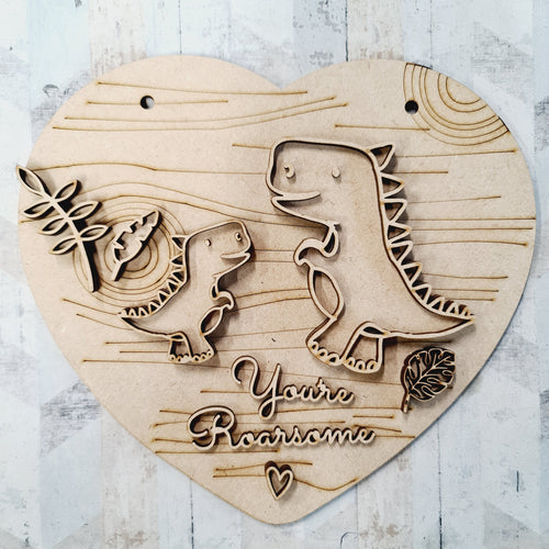 OL1561 - MDF Dinosaur Doodle personalised Plaque- TRexs - Olifantjie - Wooden - MDF - Lasercut - Blank - Craft - Kit - Mixed Media - UK