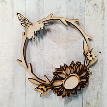 OL720 - MDF Mini wreath - sunflower - Olifantjie - Wooden - MDF - Lasercut - Blank - Craft - Kit - Mixed Media - UK