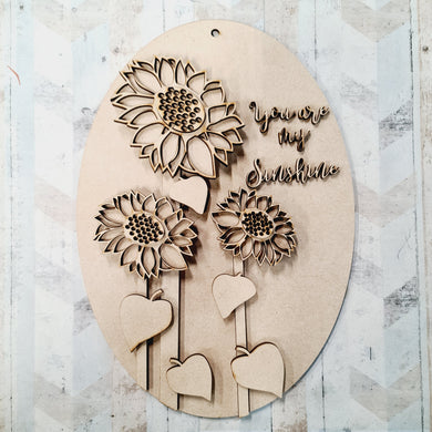 HC112 - MDF Layered Sunflower Plaque - Olifantjie - Wooden - MDF - Lasercut - Blank - Craft - Kit - Mixed Media - UK