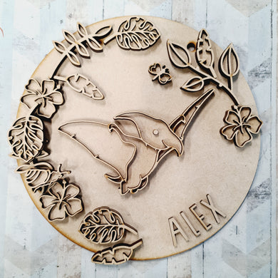 OL1571 - MDF Doodle Dinosaur - Style 5 plaque personalised - Olifantjie - Wooden - MDF - Lasercut - Blank - Craft - Kit - Mixed Media - UK