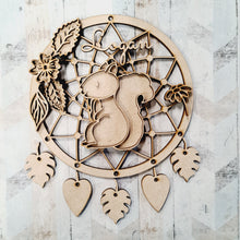 DC082- MDF Doodle Woodland - Squirrel Dream Catcher - with Initials, Name or Wording - Olifantjie - Wooden - MDF - Lasercut - Blank - Craft - Kit - Mixed Media - UK