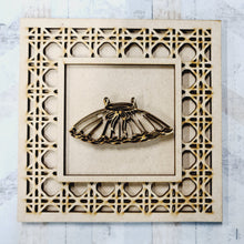 OL1614- MDF Rattan effect square plaque - Ballet Doodles - Tutu - Olifantjie - Wooden - MDF - Lasercut - Blank - Craft - Kit - Mixed Media - UK