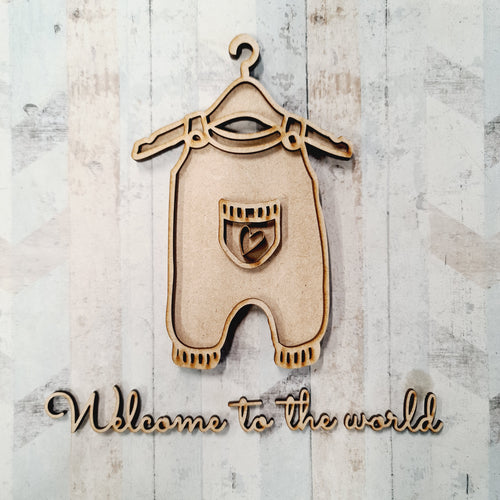 OL1602 - MDF ‘Welcome to the World’ Nursery Doodle Kit - Baby Romper - Olifantjie - Wooden - MDF - Lasercut - Blank - Craft - Kit - Mixed Media - UK