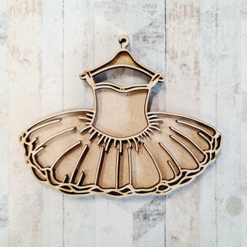 OL1667 - MDF  doodle Ballet dance hanging - Tutu leotard - Olifantjie - Wooden - MDF - Lasercut - Blank - Craft - Kit - Mixed Media - UK