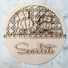 OL1603 - MDF Nursery doodle Circle Personalised Plaque - Teddy bear Duo - Olifantjie - Wooden - MDF - Lasercut - Blank - Craft - Kit - Mixed Media - UK