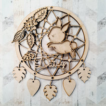 DC079- MDF Doodle Woodland -  Cute Baby Bunny  Dream Catcher - with Initials, Name or Wording - Olifantjie - Wooden - MDF - Lasercut - Blank - Craft - Kit - Mixed Media - UK