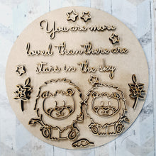 OL1707 - MDF Round Doodle Jungle - Lions  Plaque ‘you are more loved than there are stars in the sky’ - Olifantjie - Wooden - MDF - Lasercut - Blank - Craft - Kit - Mixed Media - UK