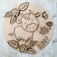 OL1769 - MDF Doodle Farm - Cow style 2 plaque personalised - Olifantjie - Wooden - MDF - Lasercut - Blank - Craft - Kit - Mixed Media - UK