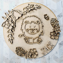 OL1713 - MDF Doodle Jungle -  Lion plaque personalised - Olifantjie - Wooden - MDF - Lasercut - Blank - Craft - Kit - Mixed Media - UK