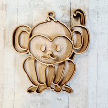 OL1784 - MDF  doodle jungle hanging - Monkey 1 - Olifantjie - Wooden - MDF - Lasercut - Blank - Craft - Kit - Mixed Media - UK