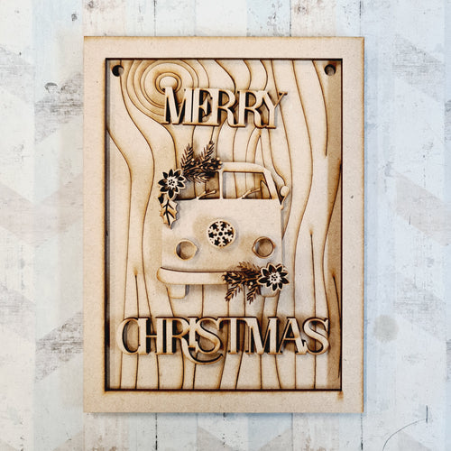 OL1095 - Merry Christmas Front Facing Camper Sign - Olifantjie - Wooden - MDF - Lasercut - Blank - Craft - Kit - Mixed Media - UK