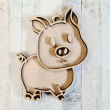 OL1779 - MDF  doodle Farm hanging - Pig Style 1 - Olifantjie - Wooden - MDF - Lasercut - Blank - Craft - Kit - Mixed Media - UK