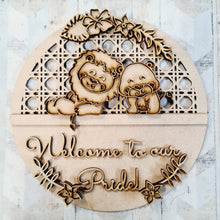 OL1710 - MDF Lion ‘Welcome to our pride’ Rattan Circle  Plaque - Olifantjie - Wooden - MDF - Lasercut - Blank - Craft - Kit - Mixed Media - UK