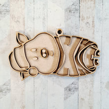 OL1799 - MDF  doodle Farm hanging - Christmas Pig in Blanket - 2 way hanging option - Olifantjie - Wooden - MDF - Lasercut - Blank - Craft - Kit - Mixed Media - UK