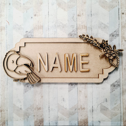SS175- MDF Doodle Jungle  - Toucan - Personalised Street Sign - Small (6 letters) - Olifantjie - Wooden - MDF - Lasercut - Blank - Craft - Kit - Mixed Media - UK