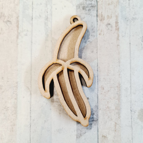 OL1786 - MDF  doodle jungle hanging - Banana - Olifantjie - Wooden - MDF - Lasercut - Blank - Craft - Kit - Mixed Media - UK